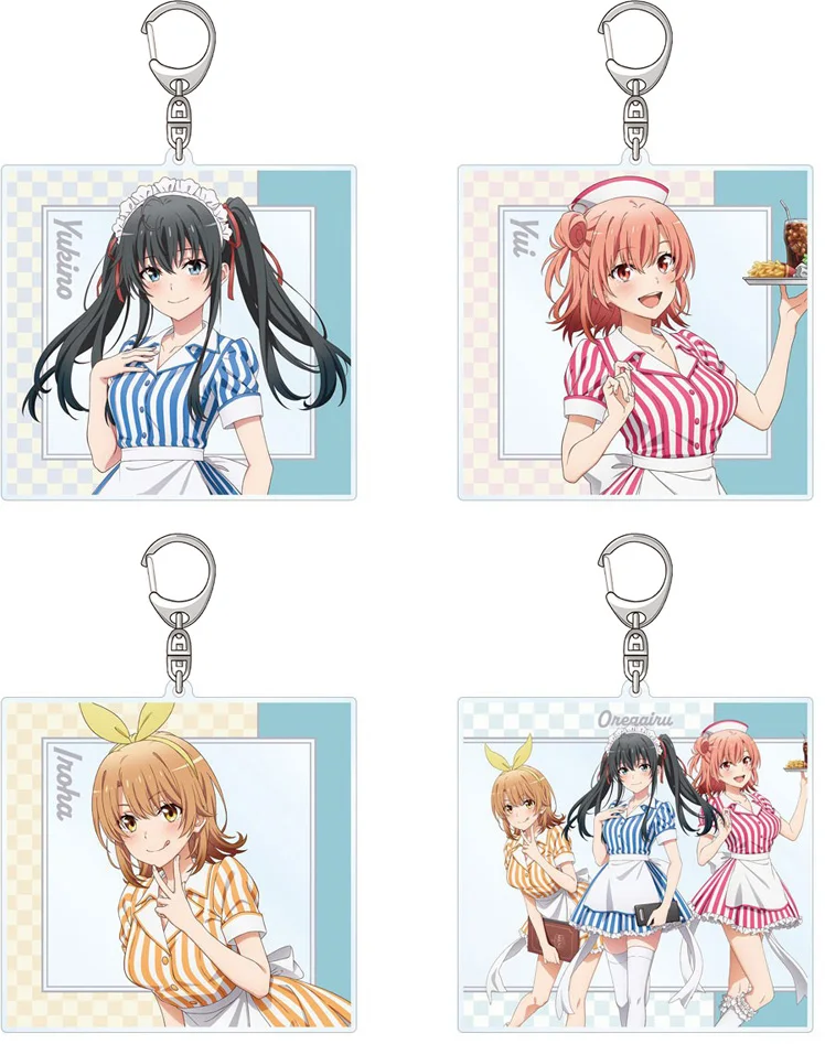 Anime Peripheral Store Yui Snafu Iroha Isshiki Yukino Assembly American Diner Ver Acrylic Keychain Ornamen Fans Gifts About 6cm