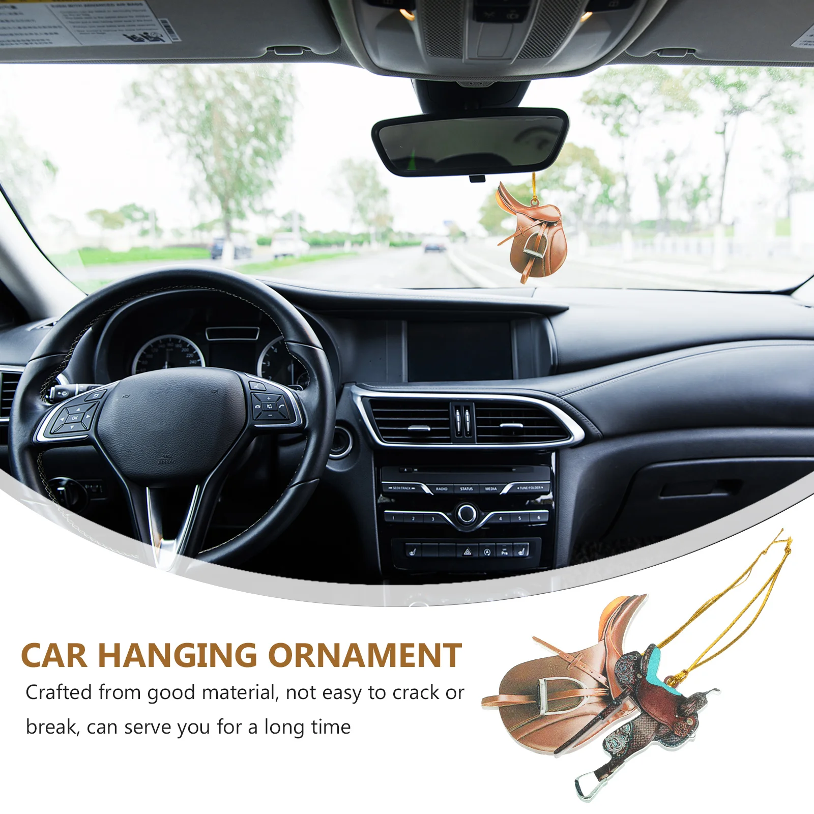 

2Pcs Exquisite Car Hanging Saddle Ornament Western Style Interior Decor Western Saddle Ornament Car Accessories