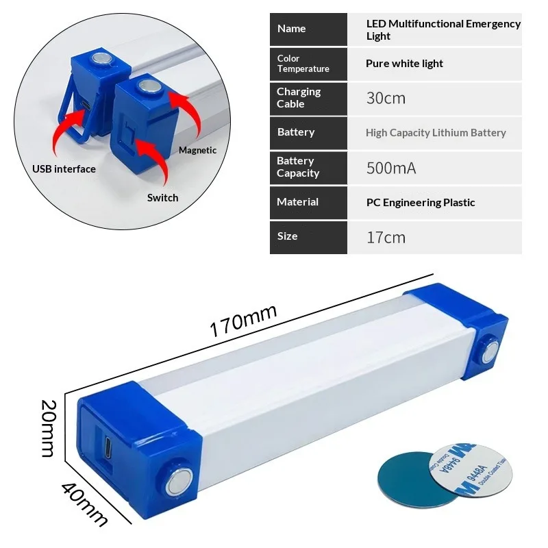 17/32CM LED Rechargeable Tube Camping Light Magnetic Suspension Portable Light Bulb for Emergency,Night Market,Outdoor Lighting