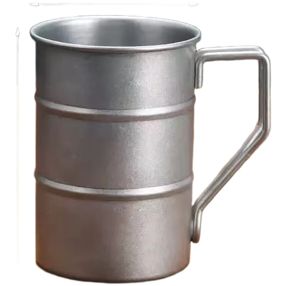 Matte Finish Retro Stainless Steel Mug Featuring Wooden Joint Style for Camping Picnic Beer and Daily Drink Use