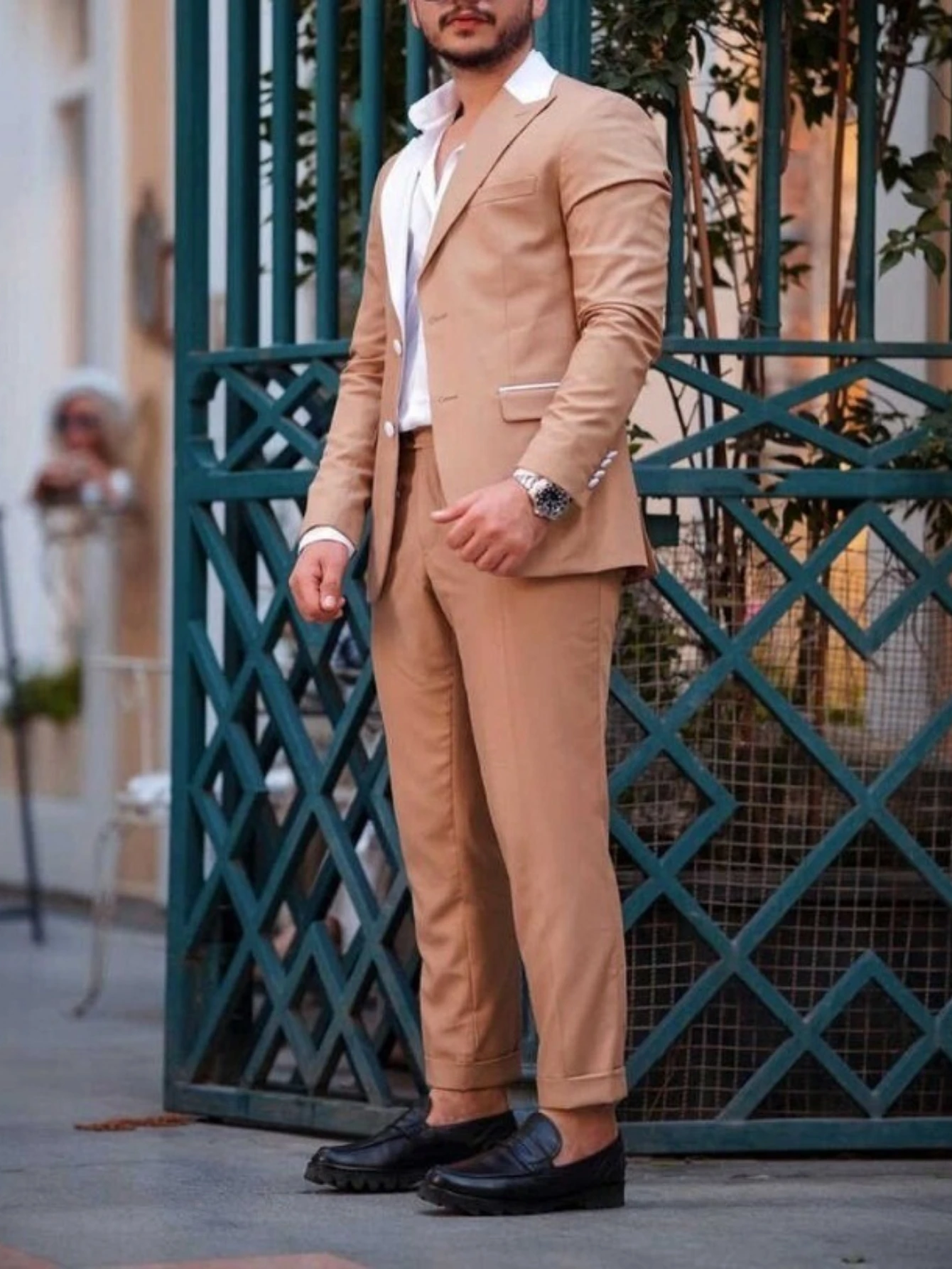 

Men's Suit Regular Fit Peak Lapel Formal Wedding Party Business Casual 2 Pcs
