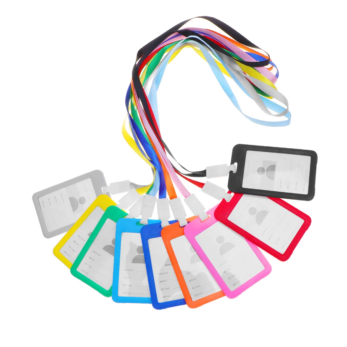 

9pcs Transparent Id Holder Badge Case Detachable Lanyard For Work Pass Office Conference Sapphire Orange Light
