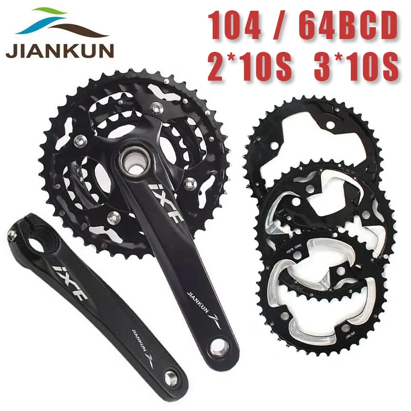 JIANKUN Bicycle Crankset 104 BCD 64 BCD 24T 26T 32T 38T 42T Bike Chainring 2*10 3*10speed Bouble/triple Crank Set  Mtb Crankset