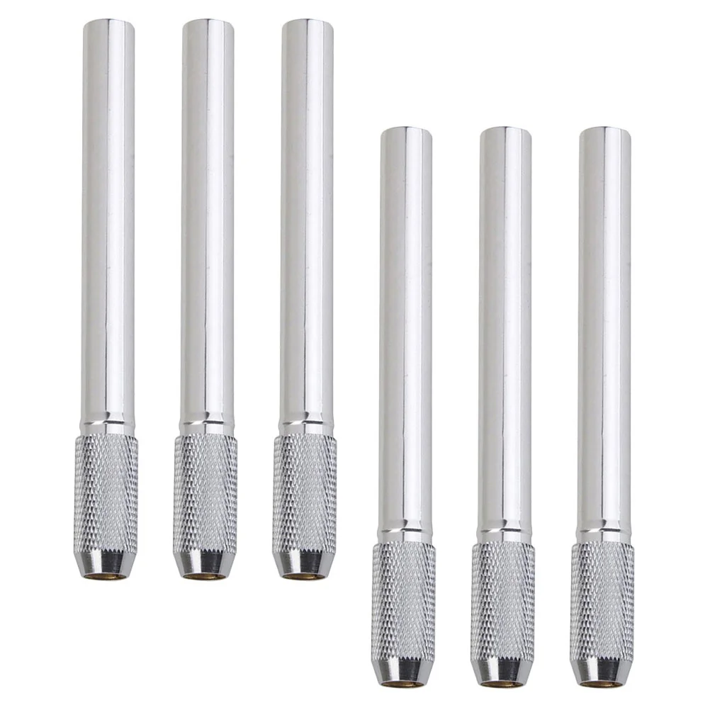 6Pcs Pencil Extension Holder Stainless Steel Reusable Stub Extender Non-Slip Design for Writing Drawing Office School Art