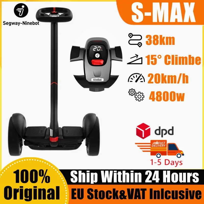 EU Stock Ninebot By Segway S-Max Portable Smart Self-Balancing Electric Scooter with LED Light 20km/h Compatible with Gokart kit