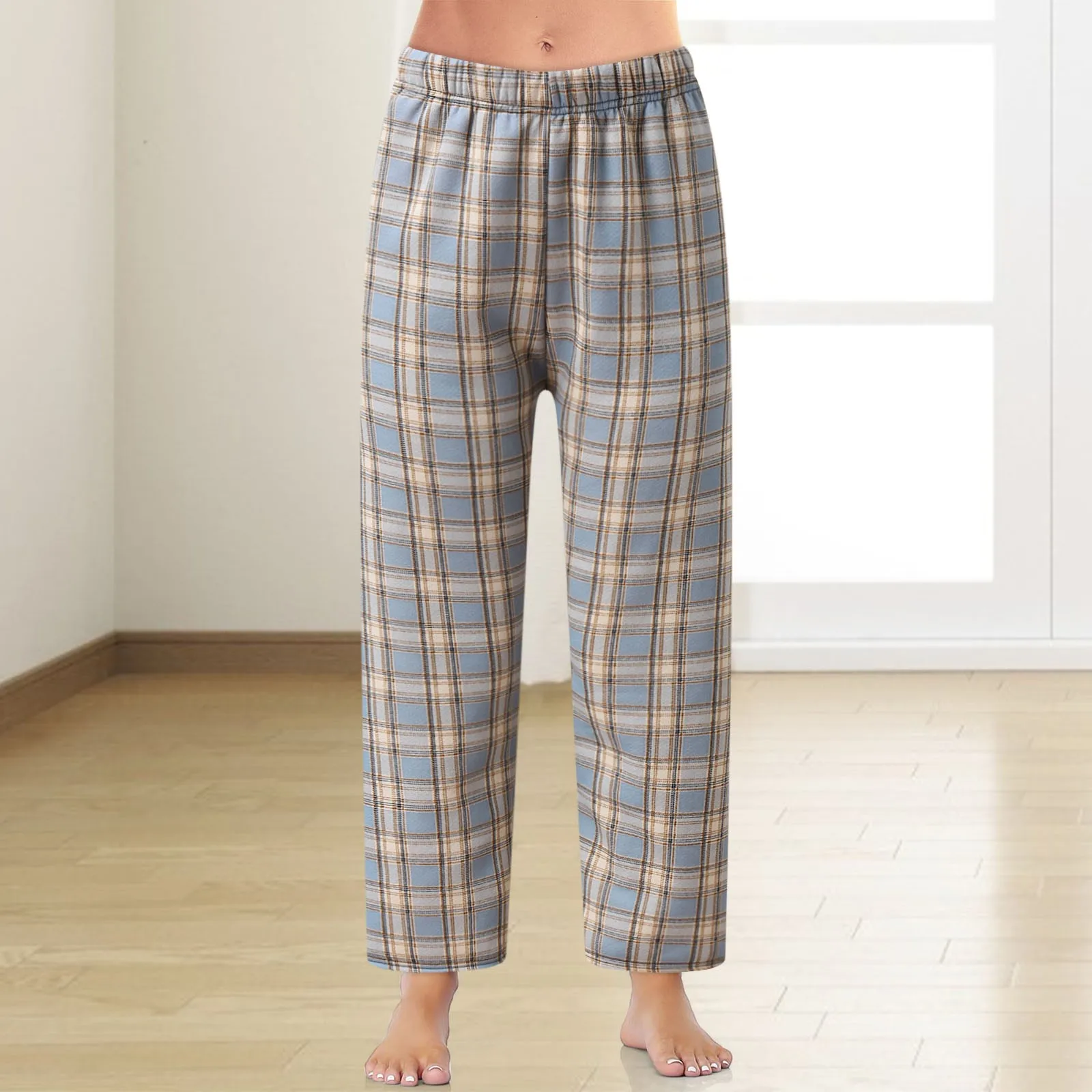 Women Casual Plaid Pajama Pants Soft Pants Loose Homewear Sleepwear Pants