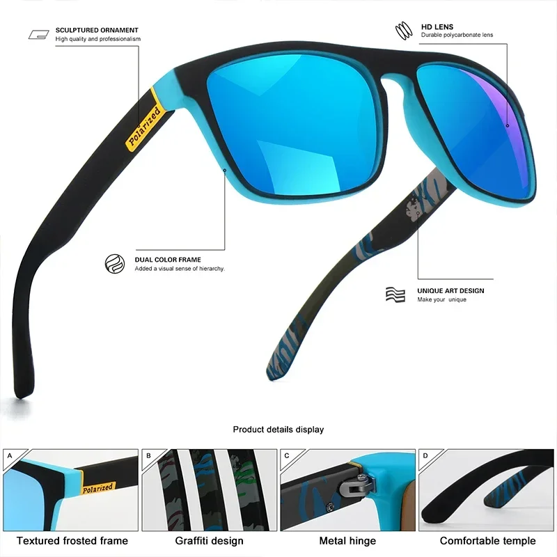 1/3/4 Stück polarisierte Sonnenbrillen mit UV400-TAC-Gläsern, klassische quadratische Retro-Fahrbrillen zum Angeln, Wandern, Outdoor-Aktivitäten – Detail 4