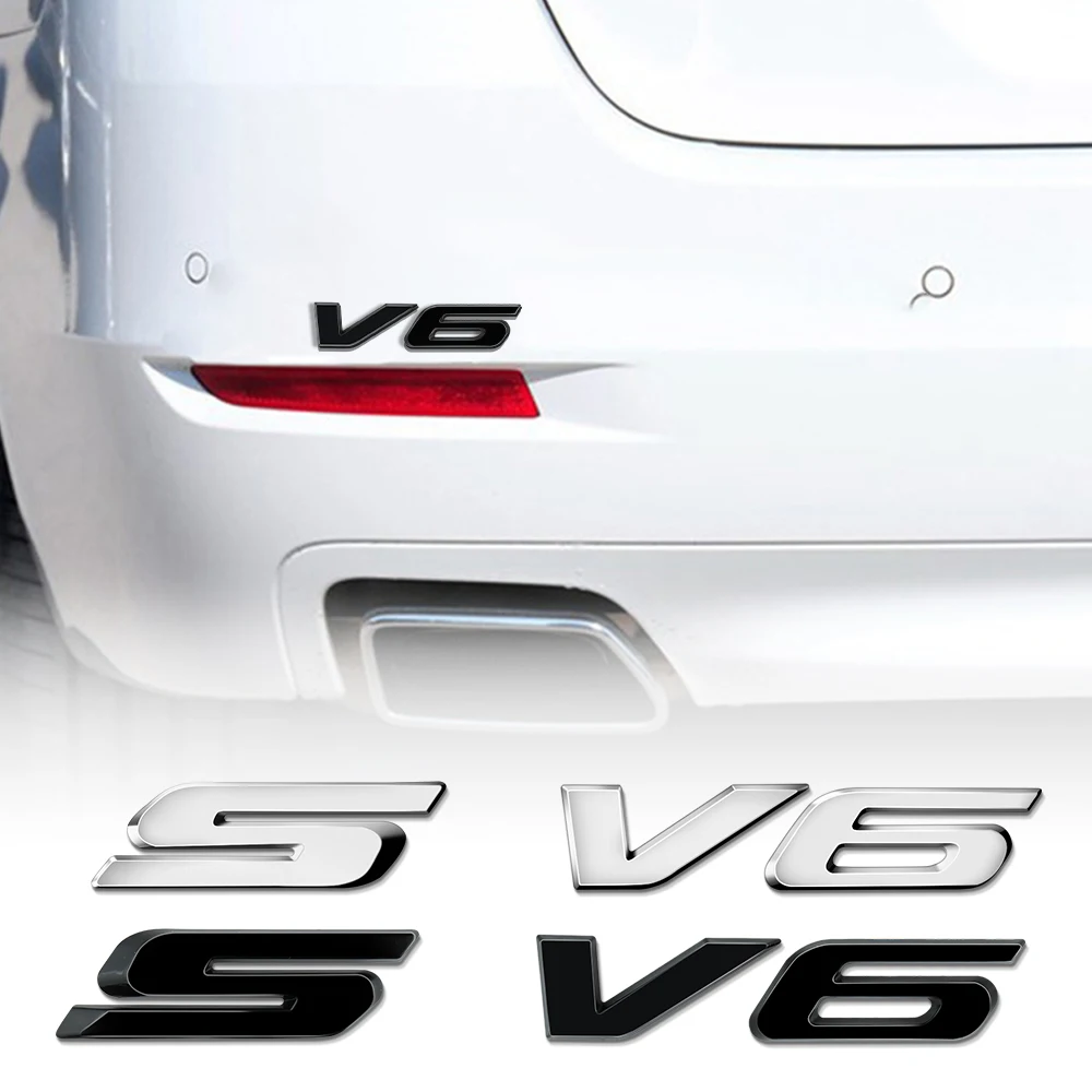 Emblemas adesivos 3D ABS cromados com letras S V6 para porta-malas traseiro, para Ford Focus, Bronco, STRACING, Fusion, Kuga, Mondeo, decoração automotiva.