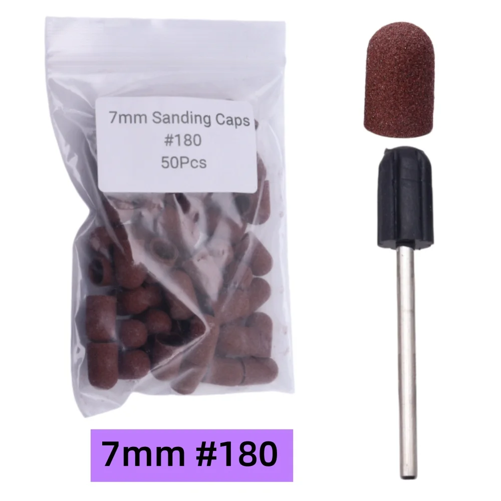 50 Stück Schleifkappen mit Dorn – Nagelbohrer-Hülsen-Set für Maniküre, Pediküre und Hornhaut