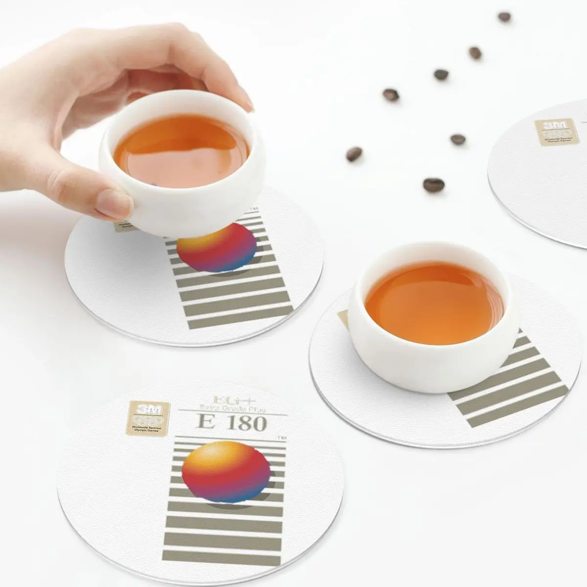 

VHS Scotch E180 Coasters Kitchen Placemats Waterproof Insulation Cup Coffee Mats For Decor Home Tableware Pads Set of 4