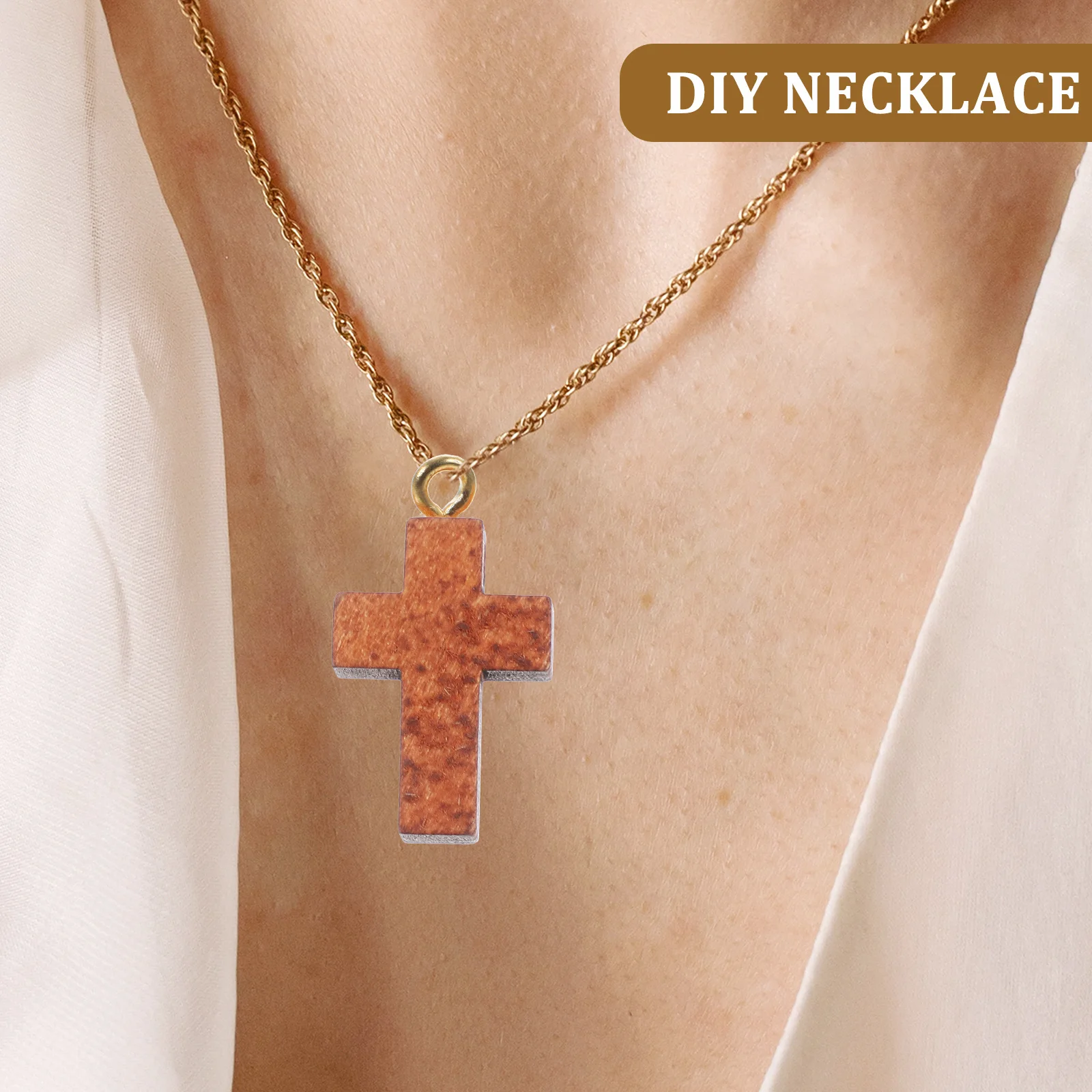 

200Pcs Craft Wood Cross Pendant Mini Cross Charm for DIY Jewelry Making Key Chain Bag Hanging Ornament Vintage Style