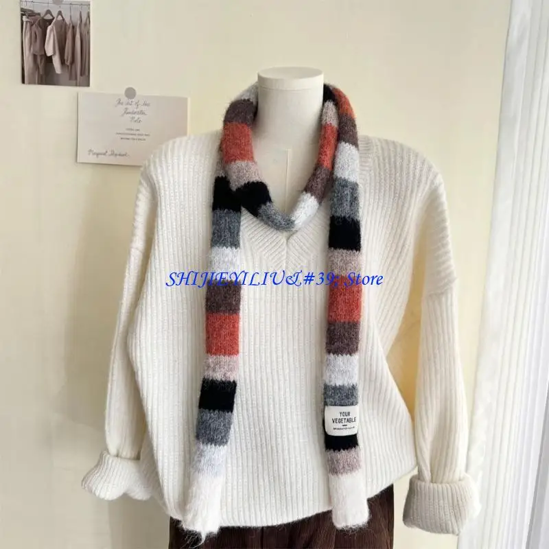 

E21F Fashion Skinny Scarf Party Travel Neckerchief Unisex Trendy Scarf Simple Street for Casual or Travel Outfits