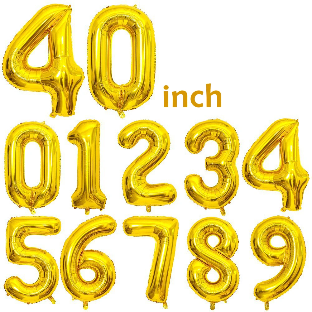 NEW 40Inch Big Foil Birthday Balloons Helium Number Balloon 0-9 Happy Birthday Wedding Party Decorations Shower Globos Decor