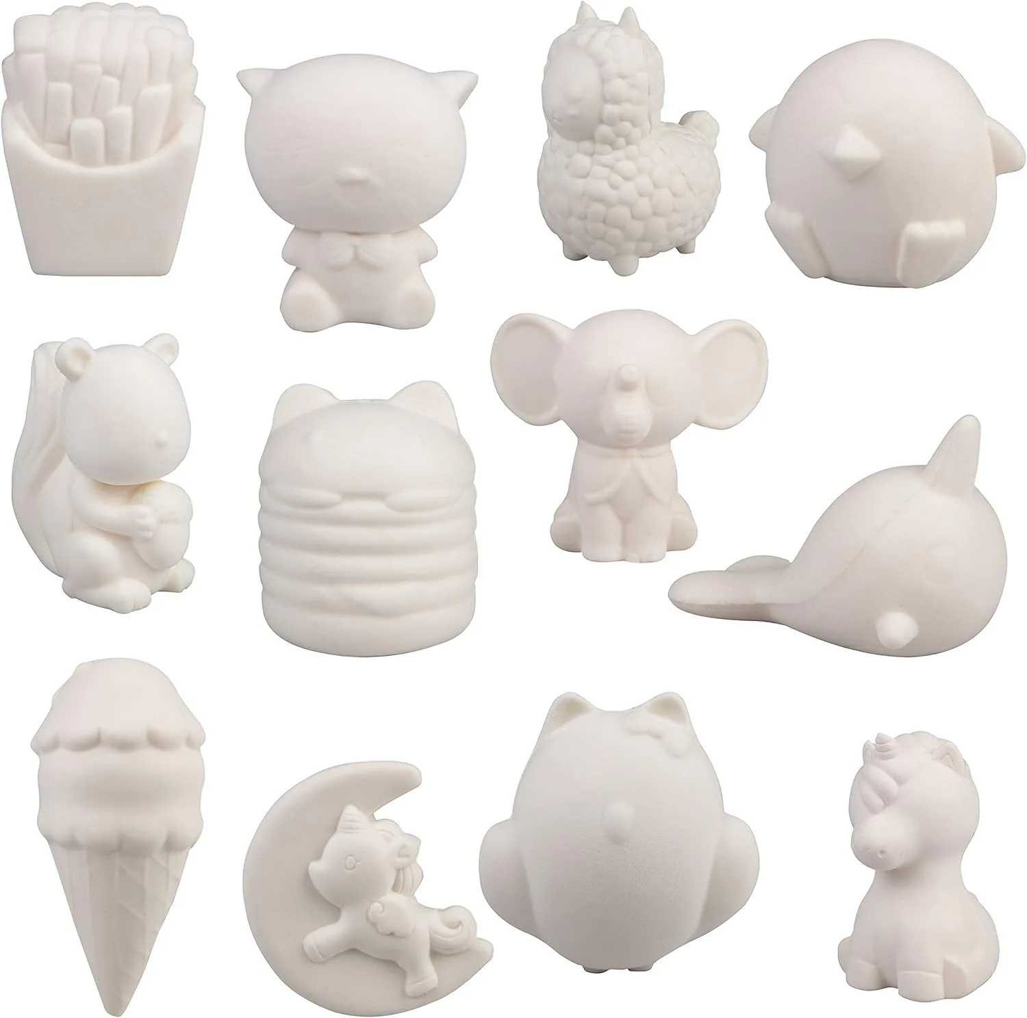 DIY 페인팅 블랭크 화이트 스퀴시 장난감, 슬로우 라이징 안티스트레스 불안 완화 장난감 어린이 ADHD 자폐증용