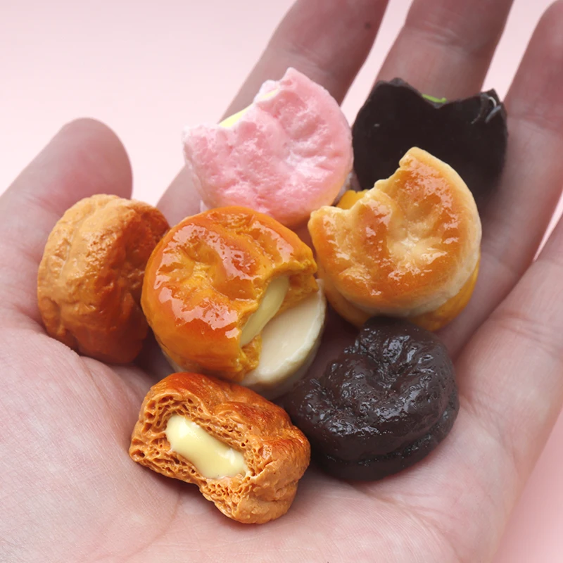 5/50pcs Simulation Decor Bite-sized Jam-filled Cookie Resin Accessories DIY Hairpin Headband Dollhouse Decor Keychain