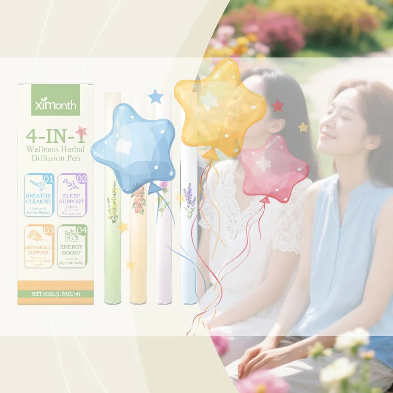 4 In 1 Herbal Diffuser Set Herbal Energy Bar Purifier Boost Clear Breathing Support With Mullein/Thyme/Mints Guarana/Green Tea
