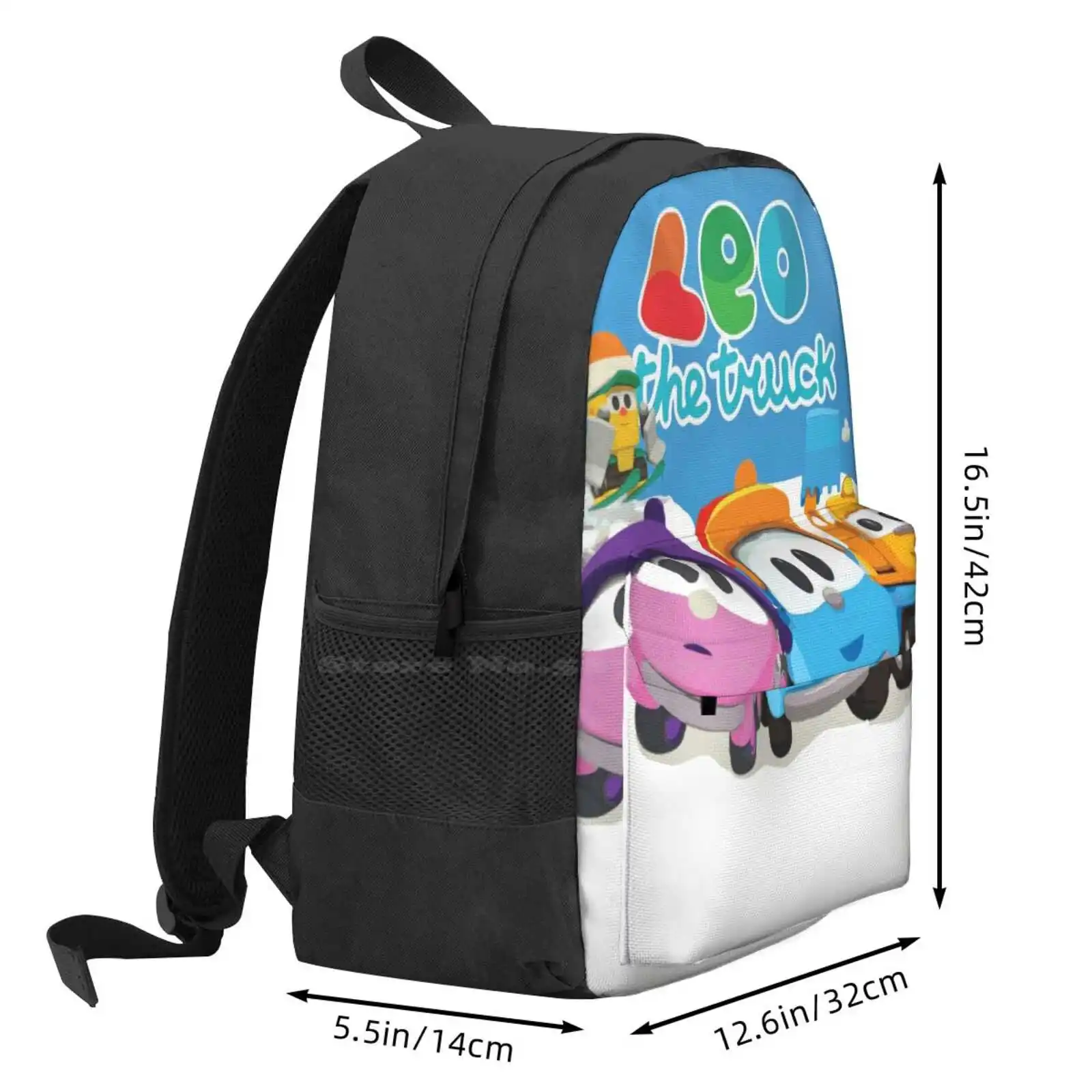 Leothe Truck, Lift, Scoop, And Leah Winter Fun Holiday Hot Sale Schoolbag Backpack Fashion Bags Leo The Truck The Inquisitive