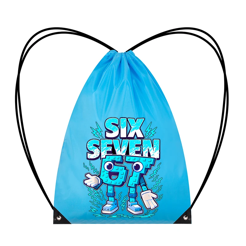 Cartoon Funny Six Seven 67 Number Cute Drawstring Bag Adult Swim Ride Running Sport Backpack Portable Storage Bags Sneaker Bag