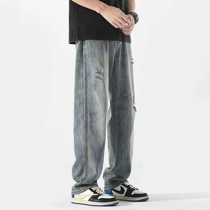 ICCLKE men's loose fitting retro jeans casual straight pants