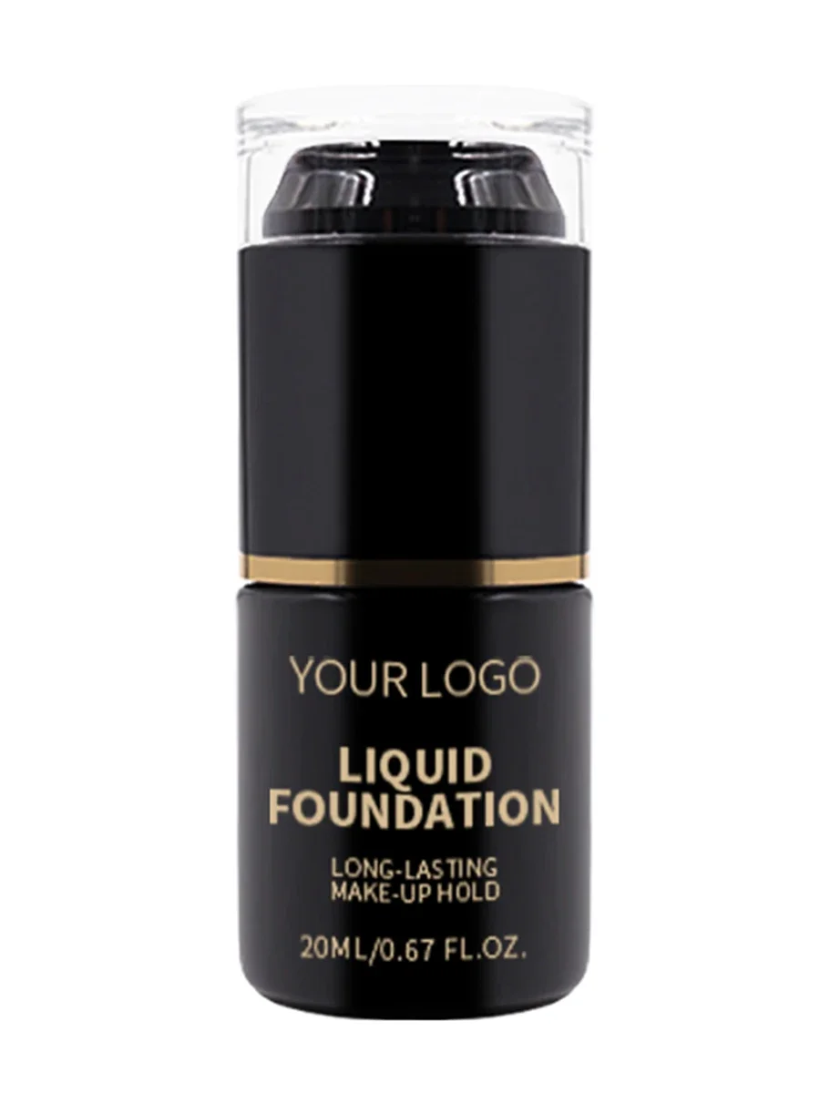 Private Label vloeibare foundation aangepast logo langdurig zweetbestendig oliecontrole vochtinbrengende crème make-up groothandel zwart glazen fles