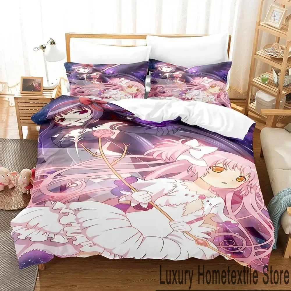 3D Print Anime Puella Magi Madoka Magica Bedding Set Boys Girls Twin Queen King Size Duvet Cover Pillowcase Bed boys Adult