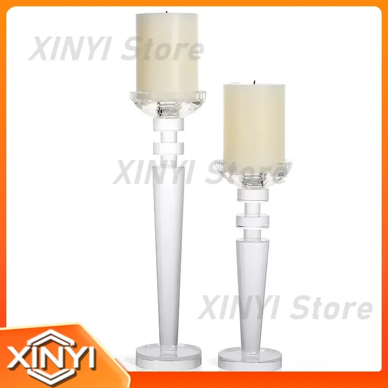 European Crystal Glass Candle Holder for Wedding Decoration Romantic Table Centerpiece Home Decor Ornament for Model Room