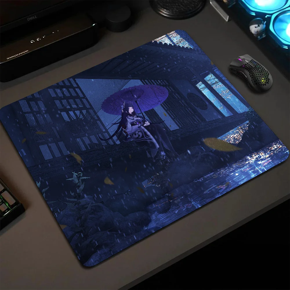 

Raiden Shogun Genshin Impact Mousepad Small LockEdge Mouse Pad For Gamers Computer Desk Pad Rectangular Anti-slip Rubber