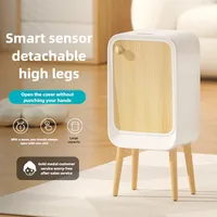 Stainless Steel Trash Can Smart Sensor Kitchen Waste Bin Ozone Sterilizing Garbage Can Double Opening High Foot Trash Bin