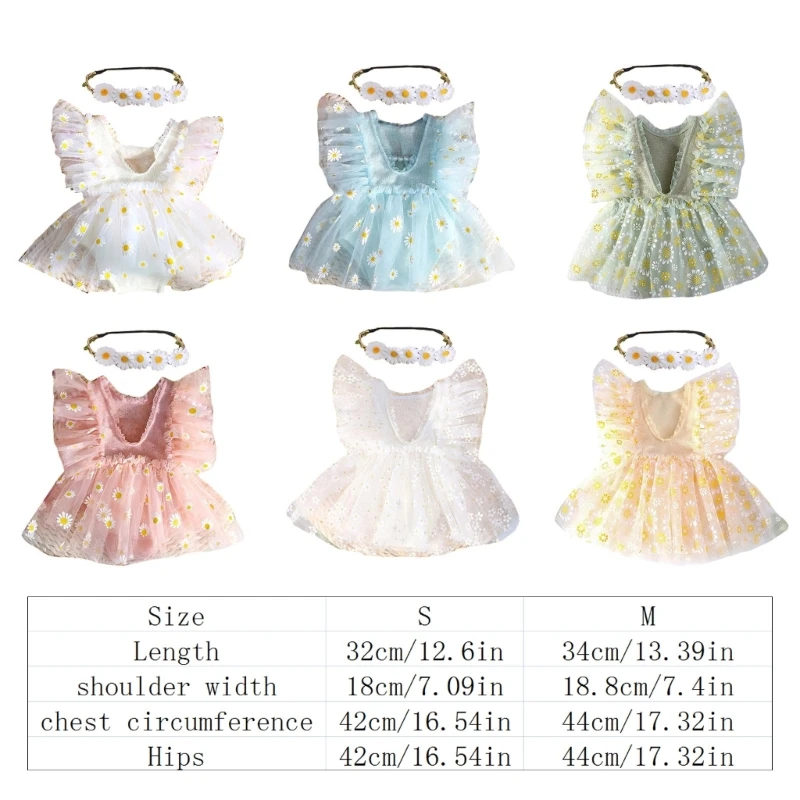 Traje fotografía infantil, diadema margaritas y flores, vestido tul, accesorios estudio fotográfico, traje para