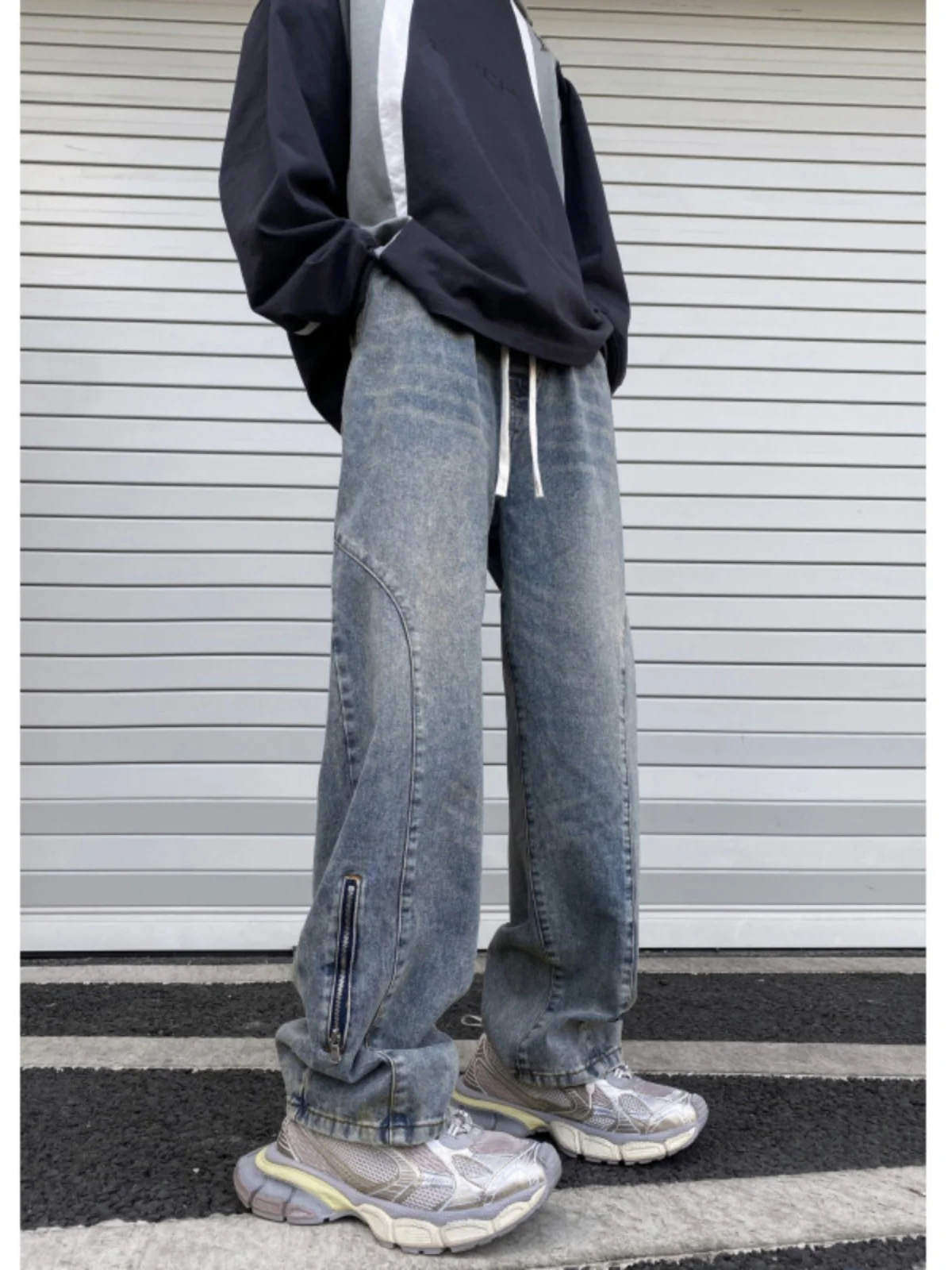 

Американские джинсы оверсайз в стиле High Street для мужчин, весна-осень, новые, ретро, крутые, для подростков, свободные, прямого кроя, износостойкие