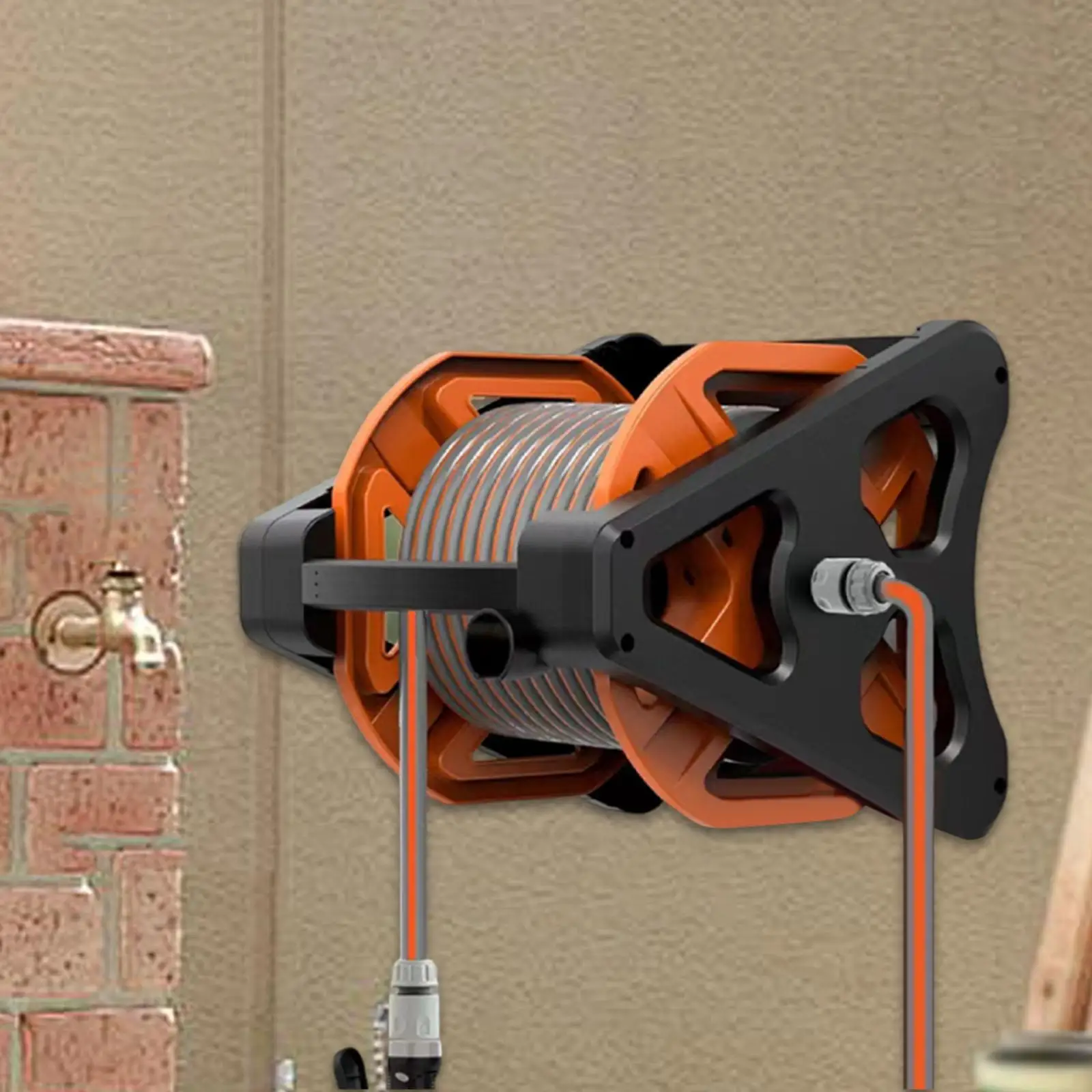 

Wall Mountable Hose Reel Cart Water Hose Holder for Patio Lawn Car Washing