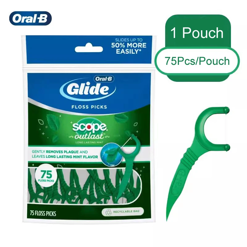 Oral B C-shaped Mint Flavored Flat Floss Stick Glide Floss Picks Dental Floss Remove Plaque Fresh Breath Oral Hygiene Care