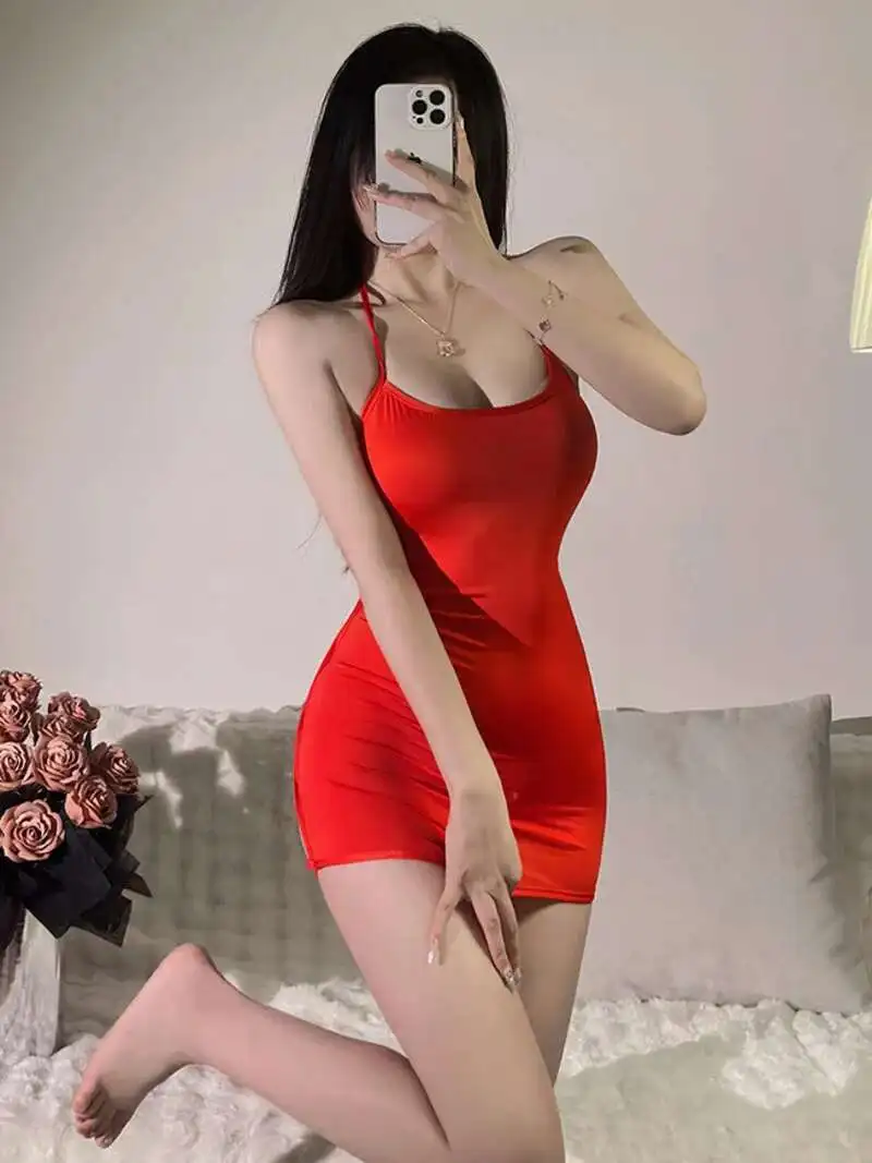 New Style Sexy Small Chest Dress Wrap Hip Sling Sheer Charm Erotic Gentle Slim Thin Soft Side Hollow Out Elegant Passion W0NY