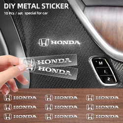 2/5/10pcs Car Logo 3D Metal Stickers Decorative Accessories For Honda Mugen Power Civic Accords CRV Hrv Jazz CBR VTEC VFR