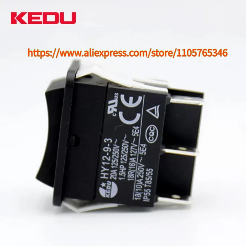 1pcs HY12-9-3 KEDU 6 Pins Push Button On Off On Rocker Switch Pushbutton Switches for Electric Power Tools