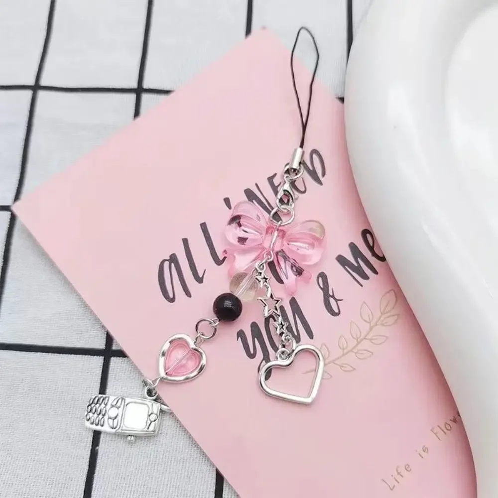 Cat Cell Phone Rope Chain Anime Pendant Y2K Beaded Beads Chain Handmade Beads Strand Choker Pink Key Chain Phone Charm Key Chain image 4
