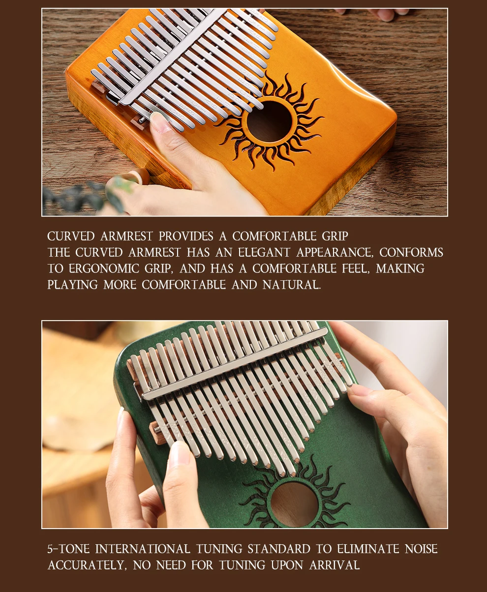 Hluru 17-Tasten-Kalimba aus Ahornholz, 21 Tasten, Daumenklavier, tragbares Fingerklavier für Anfänger, Mbira, Geschenk für Kinder und Erwachsene – Detail 6
