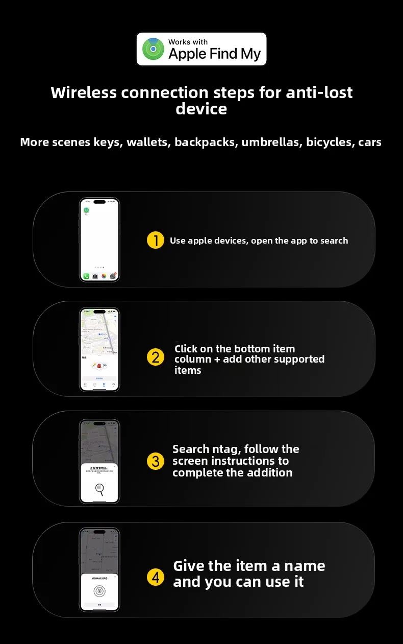 Smart Mini Tag Bluetooth Pet Tracker Works with Apple Find My (iOS Only) Item GPS Locator for Key, Luggage, Backpack Anti-Loss