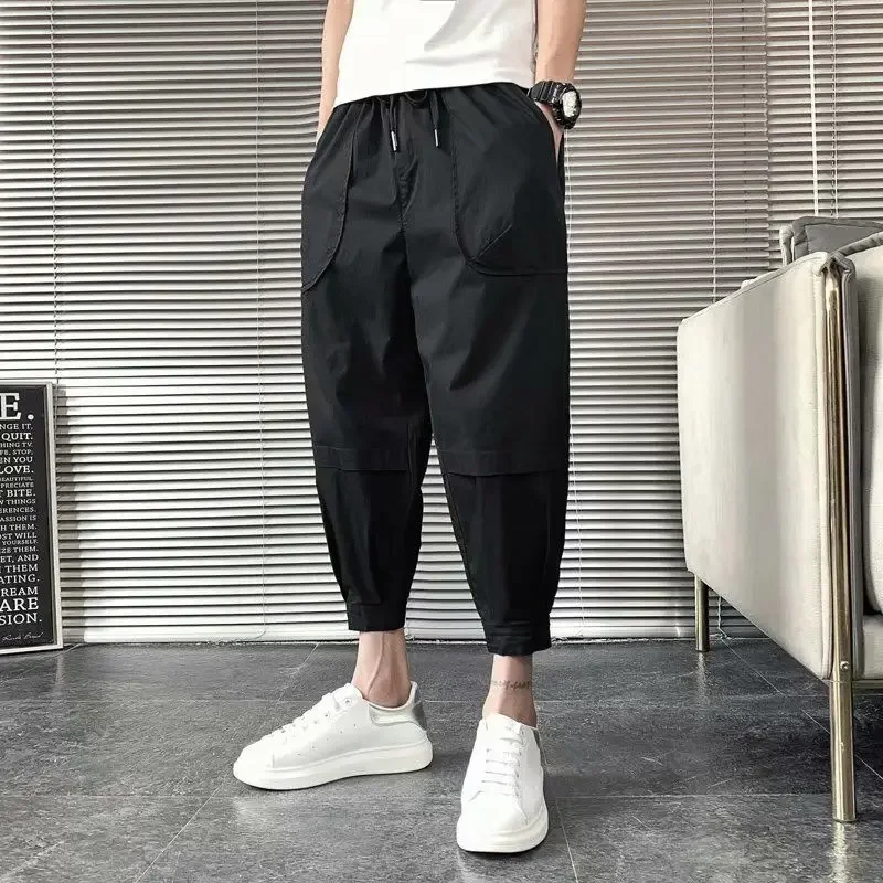 Cool Thin Casual Pants Man Ice Silk Cooling Summer Trousers For Men Harem Cheap Korean Style Plus Size Harajuku Fashion Xxxl