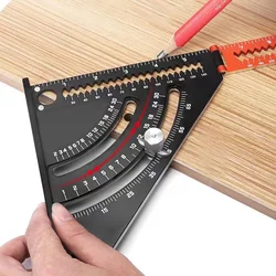 Metric Aluminum Alloy Triangle Angle Ruler Protractor Woodworking Measurement Tool 30cm 2 In 1 Multi-function Folding Tri-angle