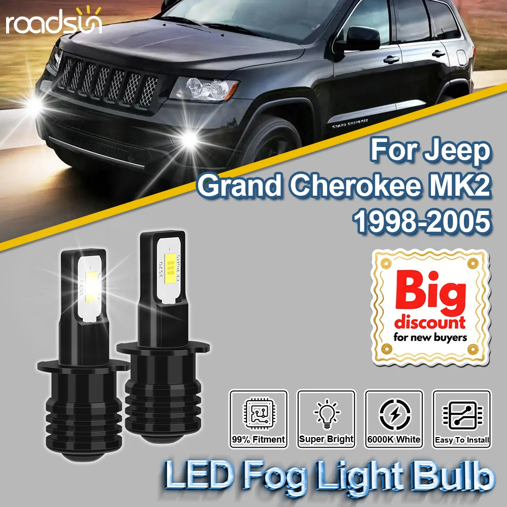 

ROADSUN Canbus Автомобильные светодиодные противотуманные фары Ультра яркие ампулы противотуманных фар для Jeep Grand Cherokee MK2 1998 1999 2000 2001 2002-2005
