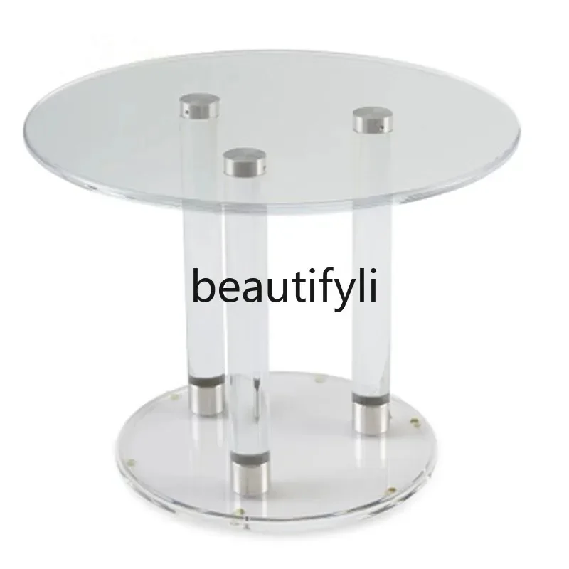 Acrylic edge table simple modern quality luxury living room Italian three-cylinder transparent corner table