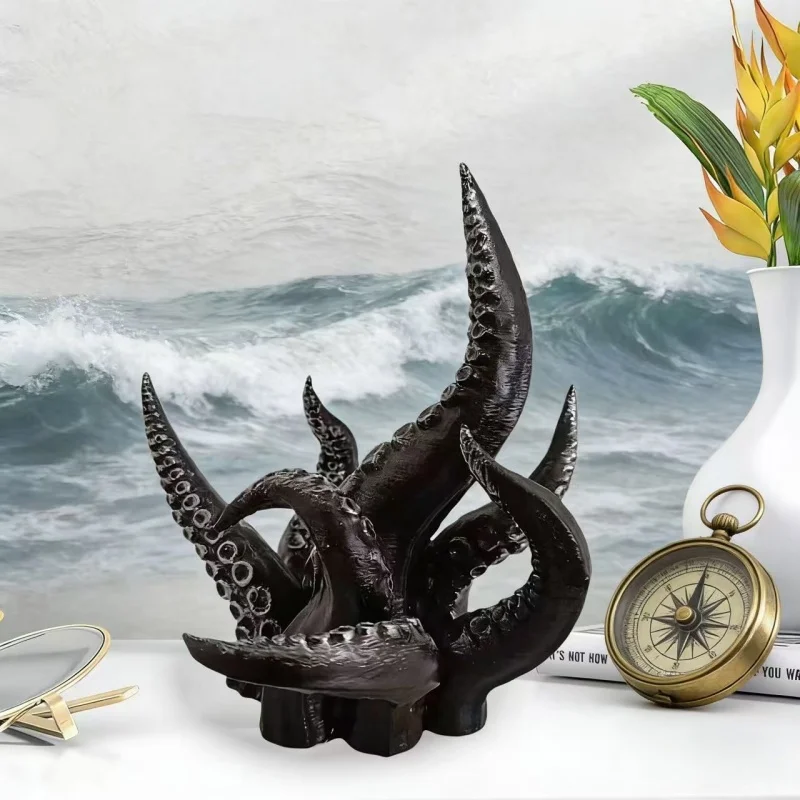 Cthulhu Octopus Tentacle Figurine Horror Animal Resin Sculpture Gothic Tentacle Tree Statue Marine Life Crafts Desktop Ornaments