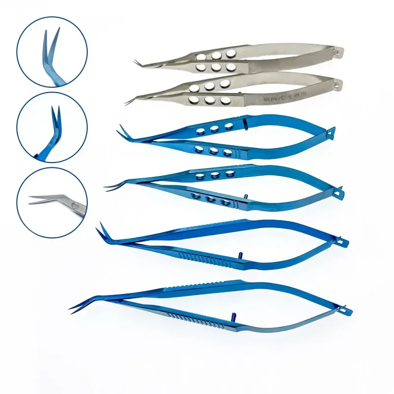 QSWTITAN チタン製眼科用カストロビエホ角膜剪刀 左/右 眼科手術器具 まぶたツール