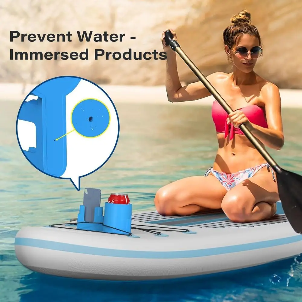 Multi-Functional Paddle Board Cup Holder 2 in 1 Rope Binding Kayak Drink Holder PVC Anti-Dump Paddle Phone Holder Bottle