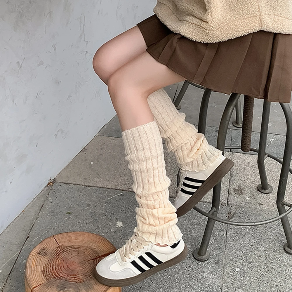 New Korean Style Leg Warmers Women Fashion Long Soft Stockings Solid Color Knee Socks Autumn Winter Warm Thick Leg Warmers 2023