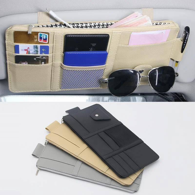 

Car Organizer Light Barrier Car Sun Visor Organizer Clip Sunshade Storage Bag Zipper Sunglasses Pen Card Small Files Bracket