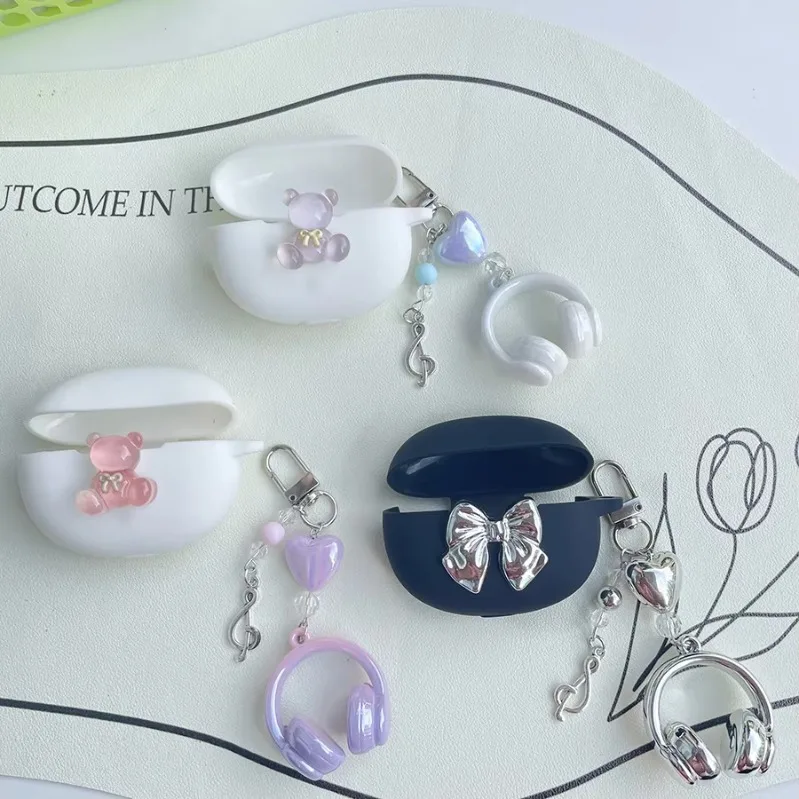 For EDIFIER Lolli Pro 5 / Lolli Clip/ Xemal X5 /X6/Comfo Clip case Cute Cartoon Silicone Earphone case with Keychain