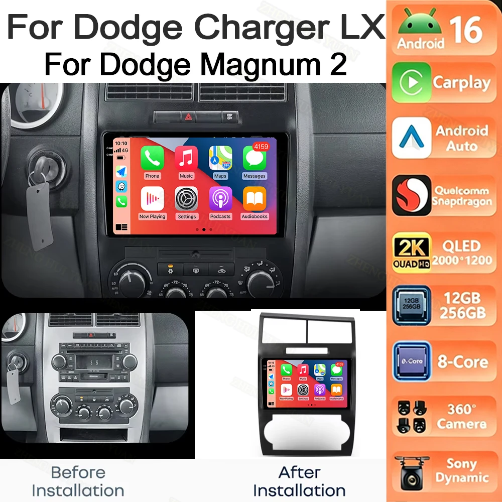 For Dodge Charger LX 2005 - 2010 For Dodge Magnum 2 2003 - 2007 Android 16 Navigation Car Radio Multimedia Player Stereo Carplay
