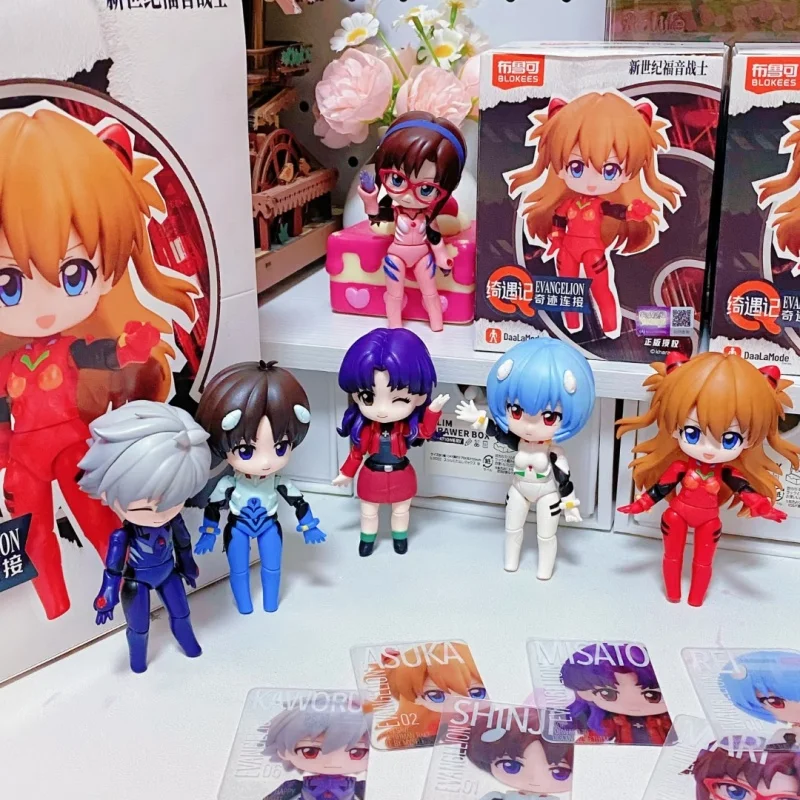

Blokees Neon Genesis Evangelion EVA Ayanami Rei Katsuragi Misato Asuka Langley Action Figure Birthday Gift Model Blind Box Toys